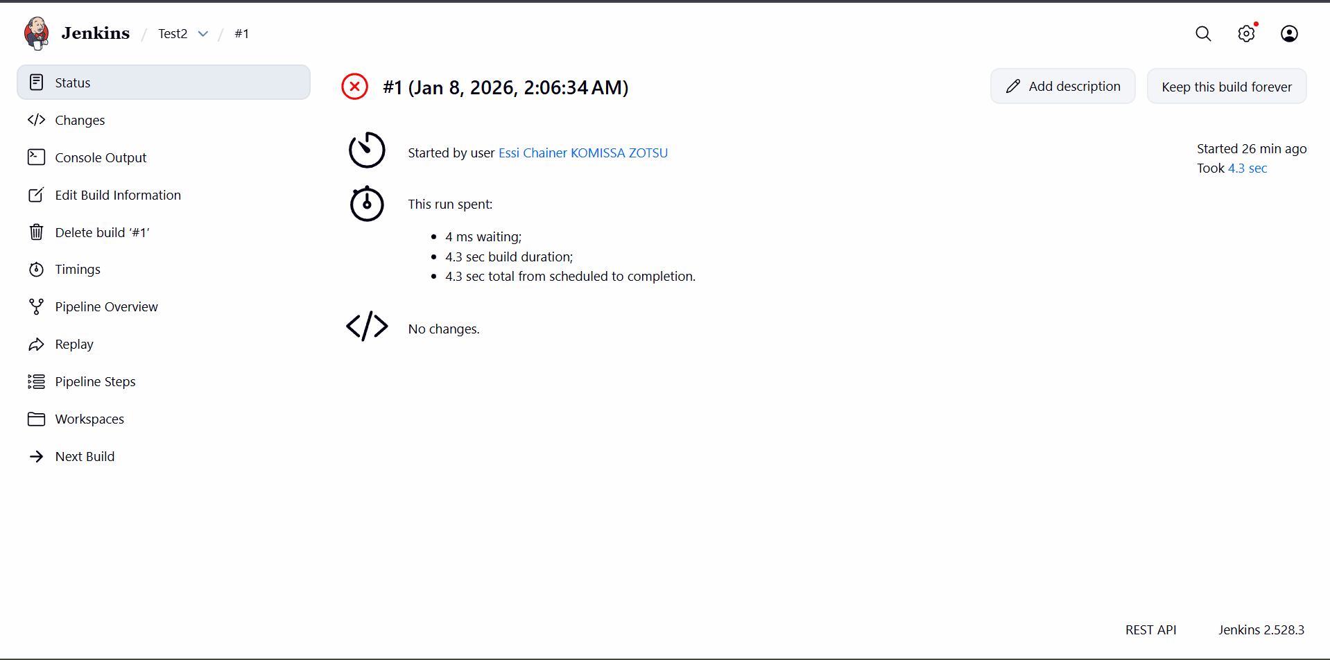Exemple de pipeline échoué